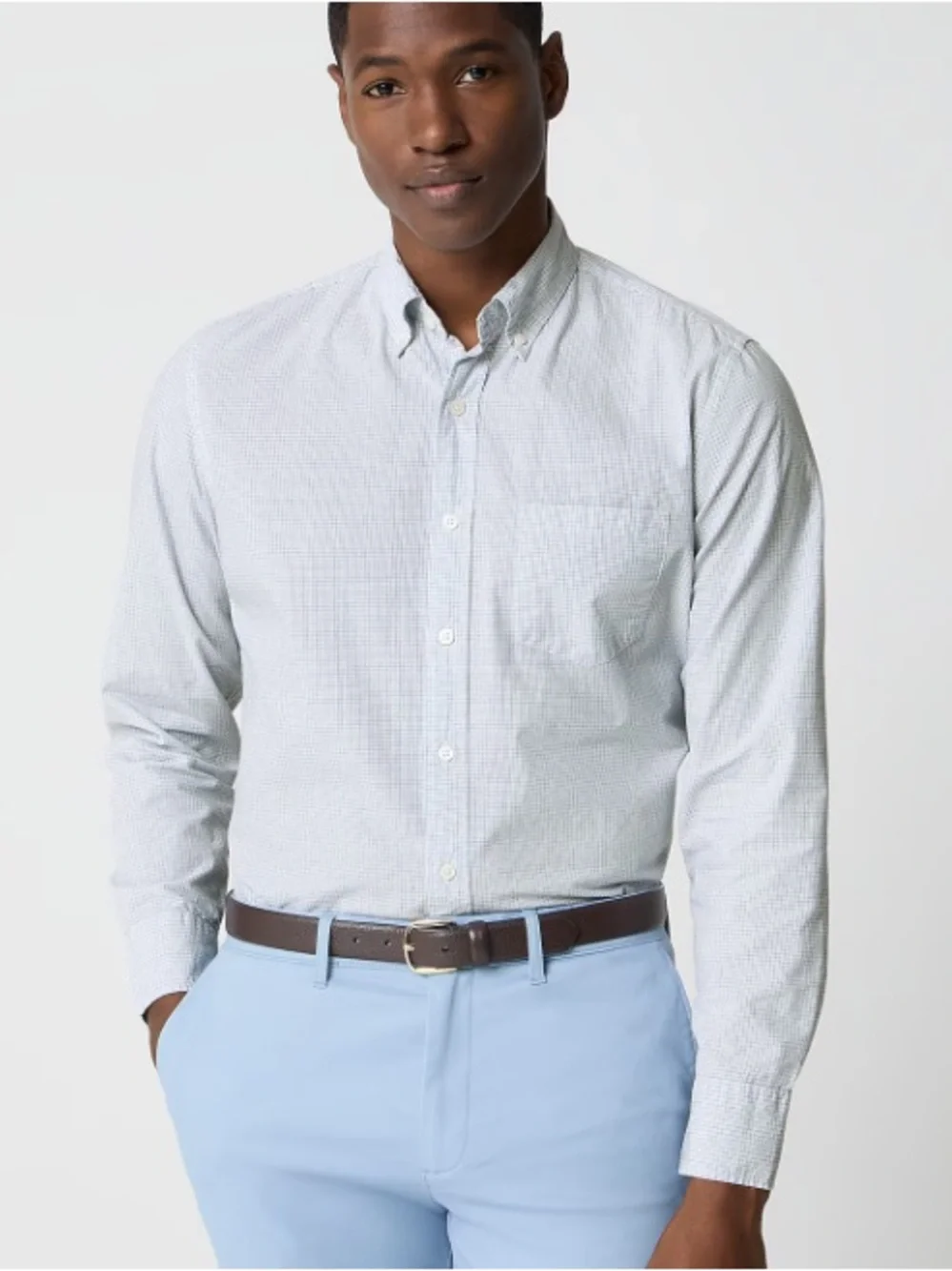 J crew white pale seascape Slim-fit flex casual shirt